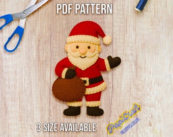 Felt Santa Ornament PDF Sewing Pattern – Cute Christmas Santa Plush Template – DIY Holiday Decoration – Beginner Friendly Digital Download