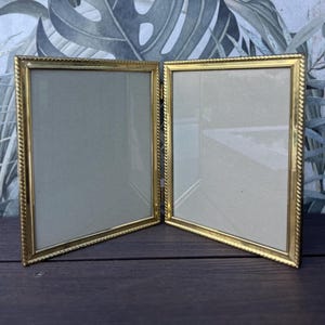 Vintage MCM gold double folded photo frame