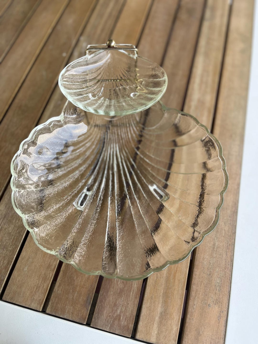 Vintage Shell Chip and Dip Set | Glass | With Stand | Beachcore | Shell ...