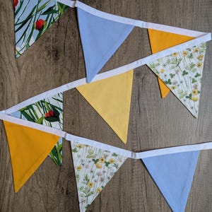 blue yellow clover pennant garland