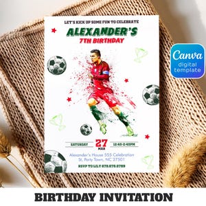 Messi invitation, Soccer invite, Champions League birthday invitation template, FIFA Printable editable invite, sports ball football party