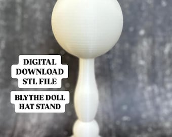 Blythe Doll Hat Stand STL —3D Printable Display with Removable Top — Miniature Fashion Accessory Holder