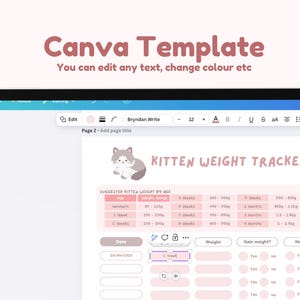 Kitten Weight Tracker: Printable Pet Growth Chart (PDF & Canva) - Etsy
