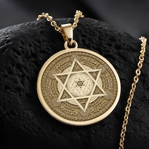 14 kt gouden davidster, oude talismanhanger, islamitische ketting