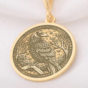 14K Gold Raven Necklace & 925 Silver Crow Pendant Bird Jewelry, Nature Inspired Gift, Engraved Raven Charm Personalized Gift For Him-Her