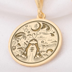14K Gold Geisha Pendant,Japanese Woman Necklace, Sterling Silver Ukiyo-e Art Jewelry, Graceful Gift for Her Japanese Jewelry Asian Style