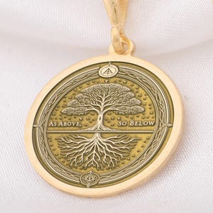14K Solid Gold & 925 Silver Tree of Life Necklace, Spiritual As Above So Below Pendant, Handmade Gift  Life Tree Wisdom Necklace Sacred Tree