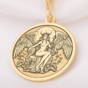 14K Solid Gold Lilith Pendant Mystical Pendant Lilith Goddess Spiritual Necklace Unique Gift for Her 925 silver Lilith Necklace Gothic Style