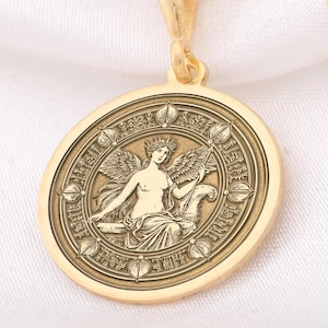 14K Gold Goddess Persephone Necklace - Mythology Jewelry, Elegant Pendant Gift for Her, Greek Myth Inspired Accessory