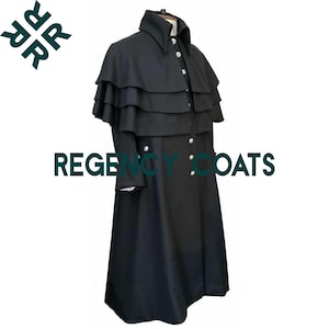Handmade Black Wool Inverness Cape: 19th Century Greatcoat