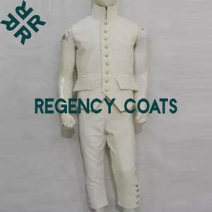 Military Vest and Breeches Set, 19th Century Military Waistcoat and Breeches, Napoleonic Era Vest and Breeches, White Wool Vest and Breeches