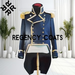 Navy Blue Wool Captain Coat: 19th Century Reenactment Uniform