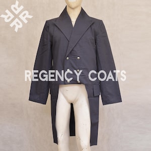 Navy Blue Cotton Regency Tailcoat - Mr. Darcy Style