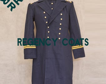 Navy Blue Wool Military Frock Coat - British General Officer Style