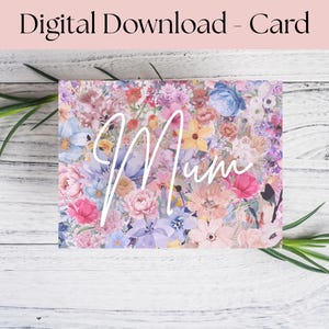 Cartão Floral para Mãe | Cartão para o Dia das Mães para Imprimir | Download Digital em PDF | Carta A4 A5 EUA | Saudação Instantânea para a Mãe | Cartão de Aniversário