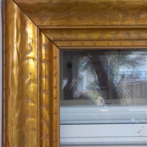 Vintage Arts & Crafts ART DECO, Gilt Gold , Carved Textured WOOD, Large Picture Frame, 20 x 24 in. fit c1940s