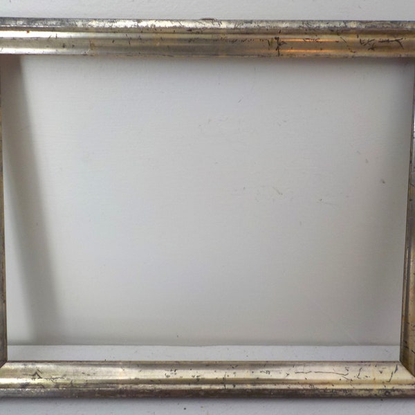 Antique English, Shabby SILVER LEMON GILT Gold , Wood Picture Frame ,8 1/8  x 10 5/8 in. fit c1850-60s