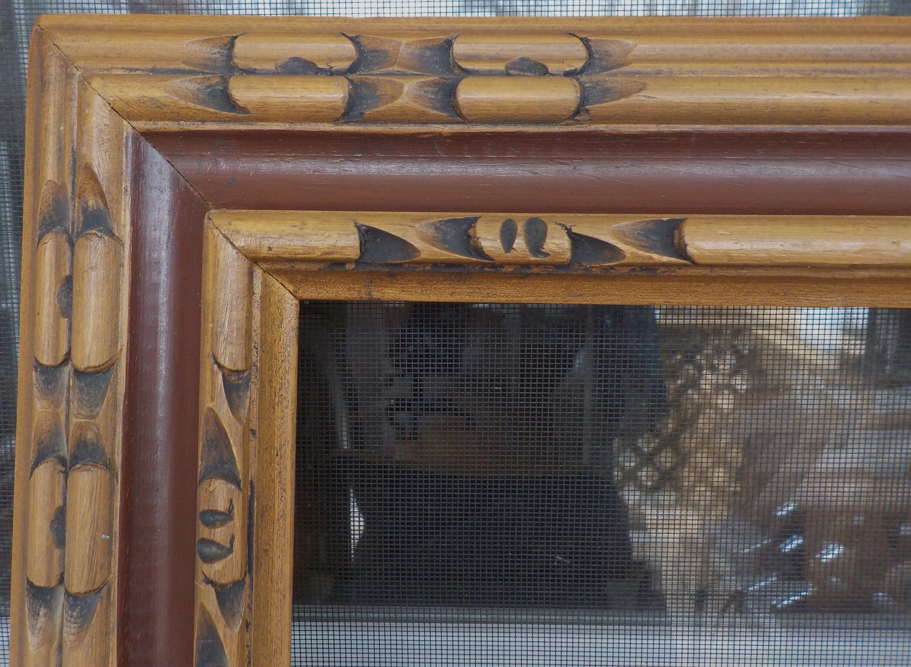 Vintage MEXICAN , Handcarved Dark RED & Light Brown WOOD
