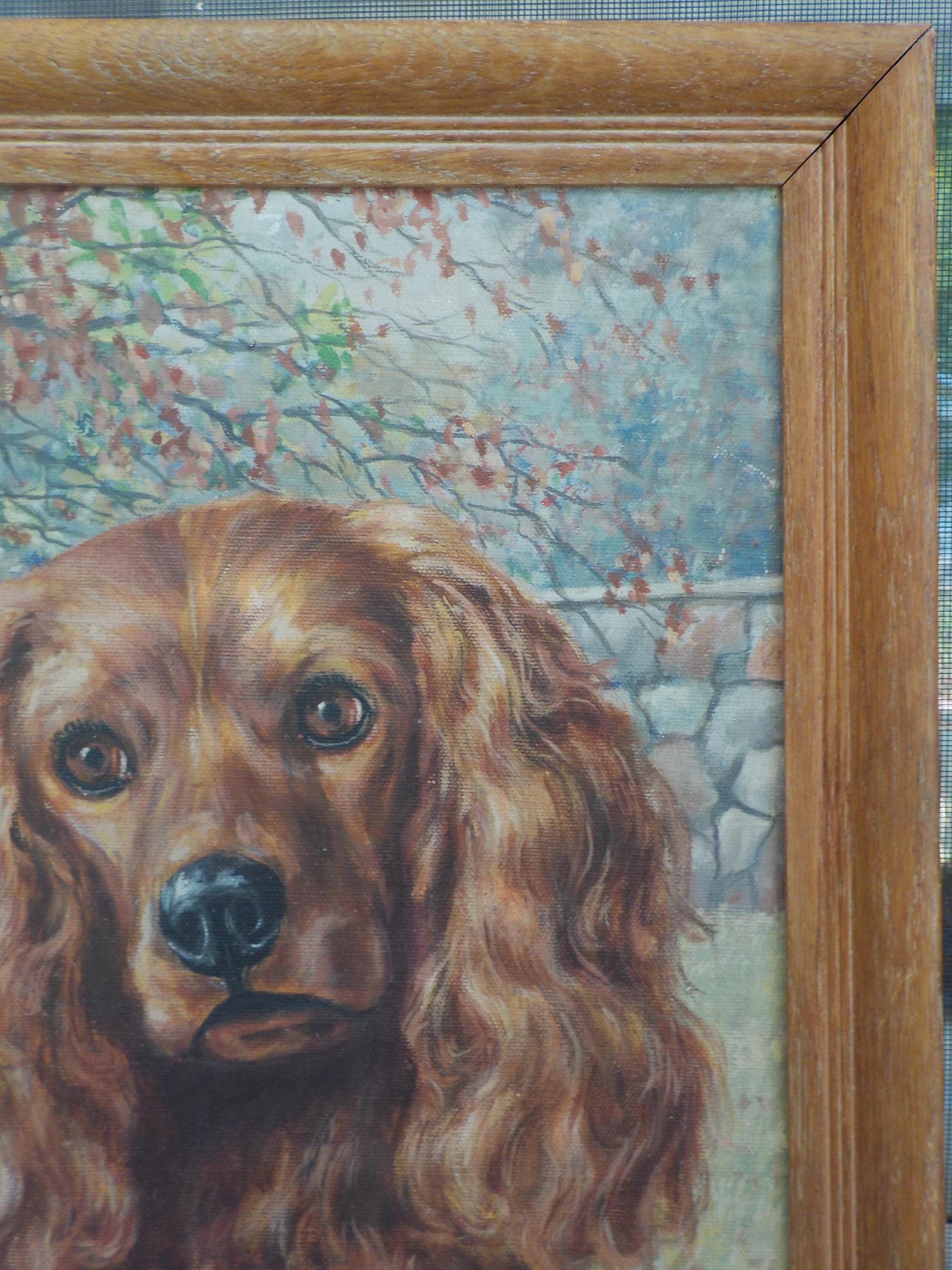 Vintage COCKER SPANIEL DOG , Original Realism Oil Portrait Painting ...