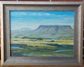 Original MONTANA Plateau Mountains IMPRESSIONNIST Oil Painting Framed by Sue Fletcher