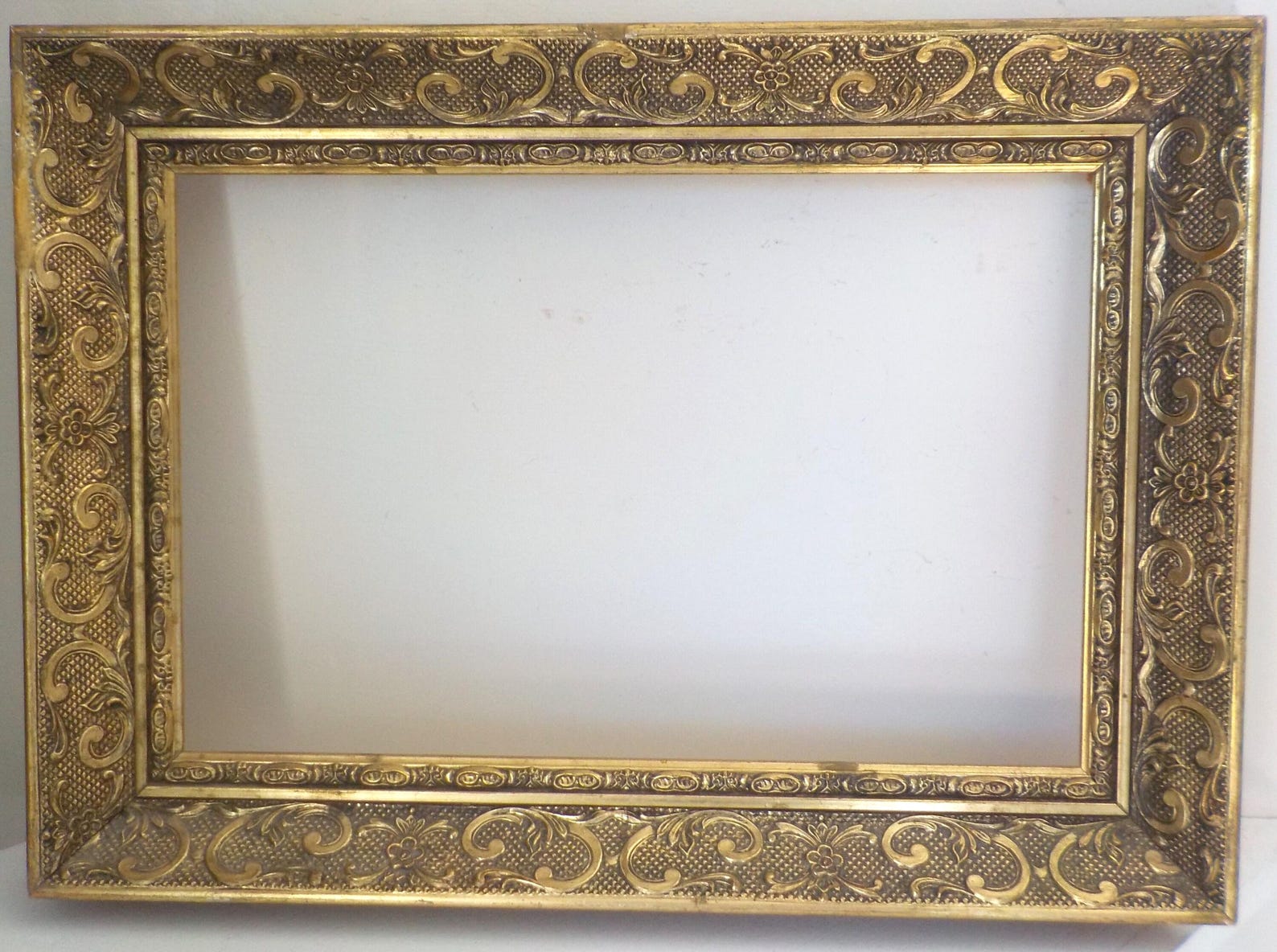 Vintage English, Ornate GILT GOLD Compo, Wood Rectangular Picture Frame ...