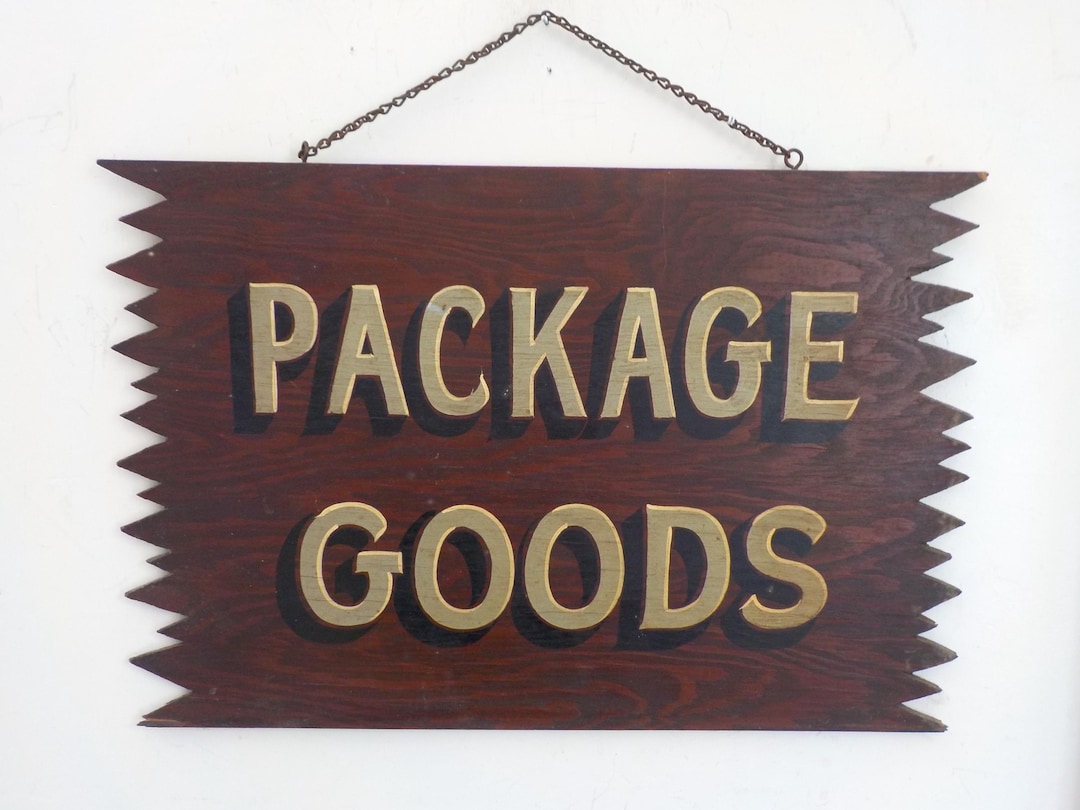 Rustic Packages Sign Vintage Primitive ' PACKAGE GOODS ', Brown Rustic, Midcentury WOOD Sign ...