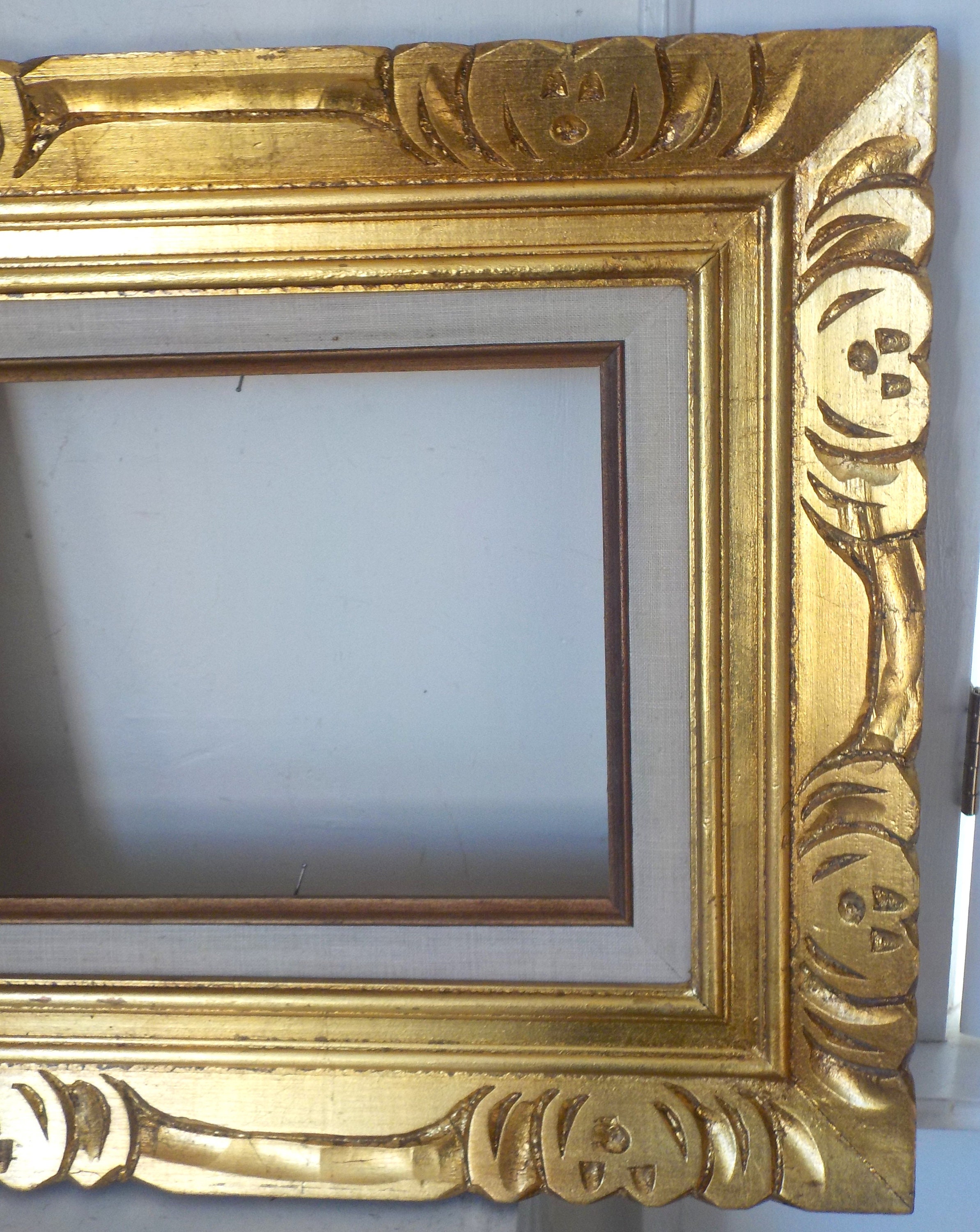 Vintage MEXICAN Gilt Luminous GOLD Chunky Carved Wood FRAME Vintage MEXICAN Gilt Luminous GOLD Chunky Carved Wood FRAME