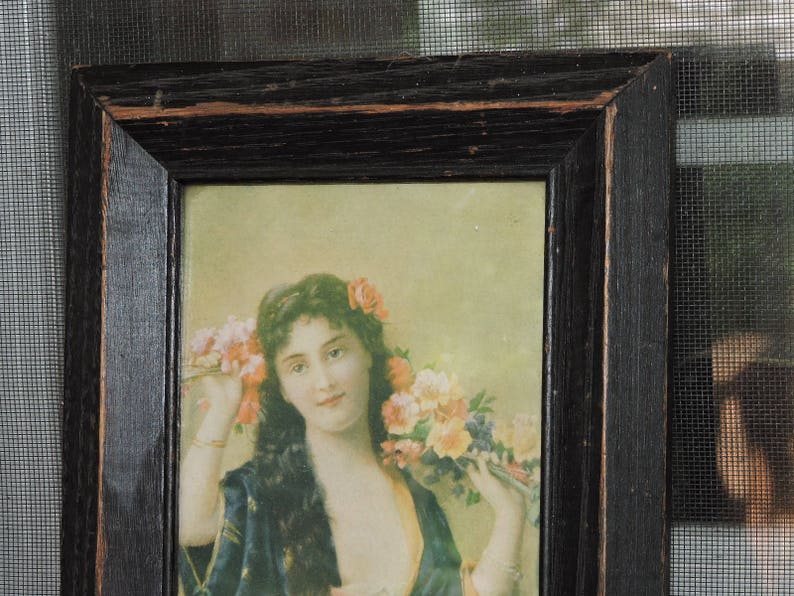 Antique Small Victorian VENECIAN MAID Italian Woman Pink Roses | Etsy
