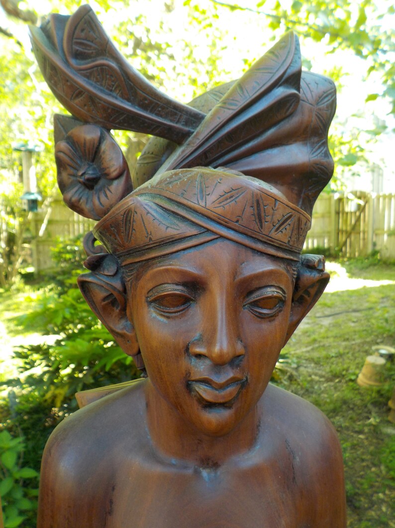 Vintage Large HandCarved BALI Exotic WOOD Statues Busts Etsy