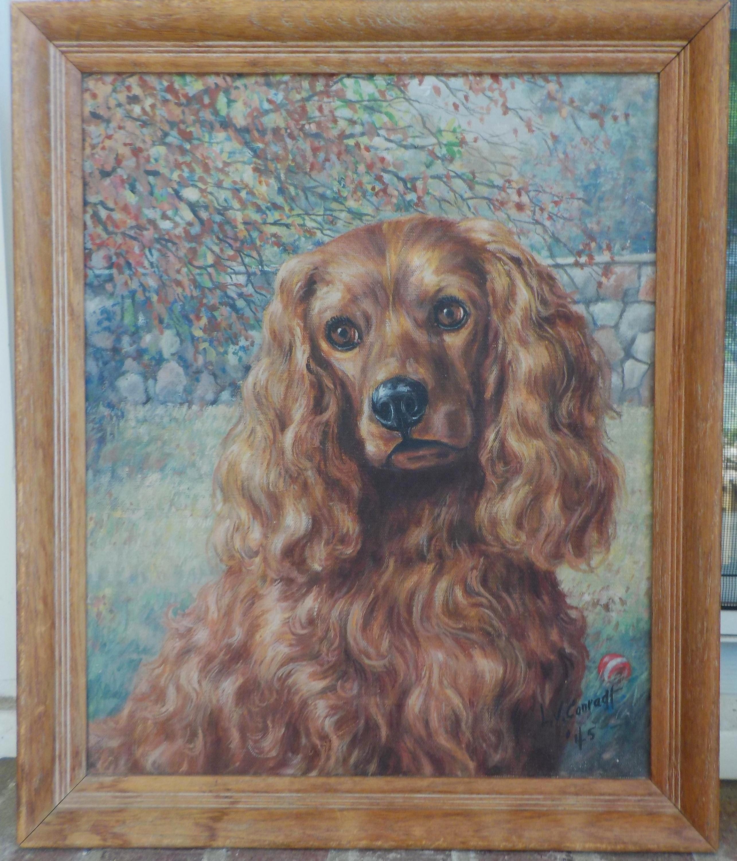 Vintage COCKER SPANIEL DOG , Original Realism Oil Portrait Painting ...