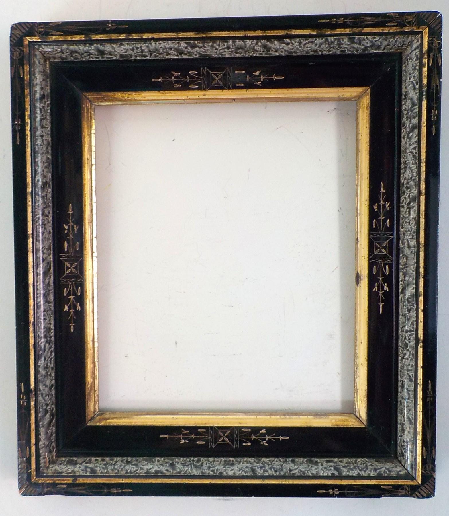 希少　シルクスクリーン　限定版　サイン、ED有　アンティーク額　ジニー・キム　蝶 Antique EASTLAKE Victorian Gothic, Ebonized Black & Gilt GOLD