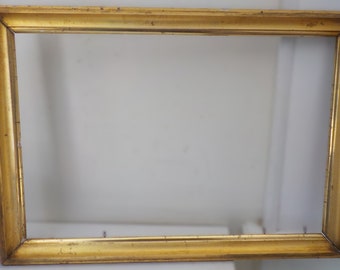 Antique Shabby VICTORIAN GILT Rectangular LEMON Gilt Gold , Wood Picture Frame , 9 1/2 x 14 1/4 in. fit c1870-80s