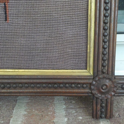 Antique FOLK ART Victorian SAMPLER Picture Frame Old Needlepoint Mary & Lamb Frame 11 x shops 14 in. fit c1900s