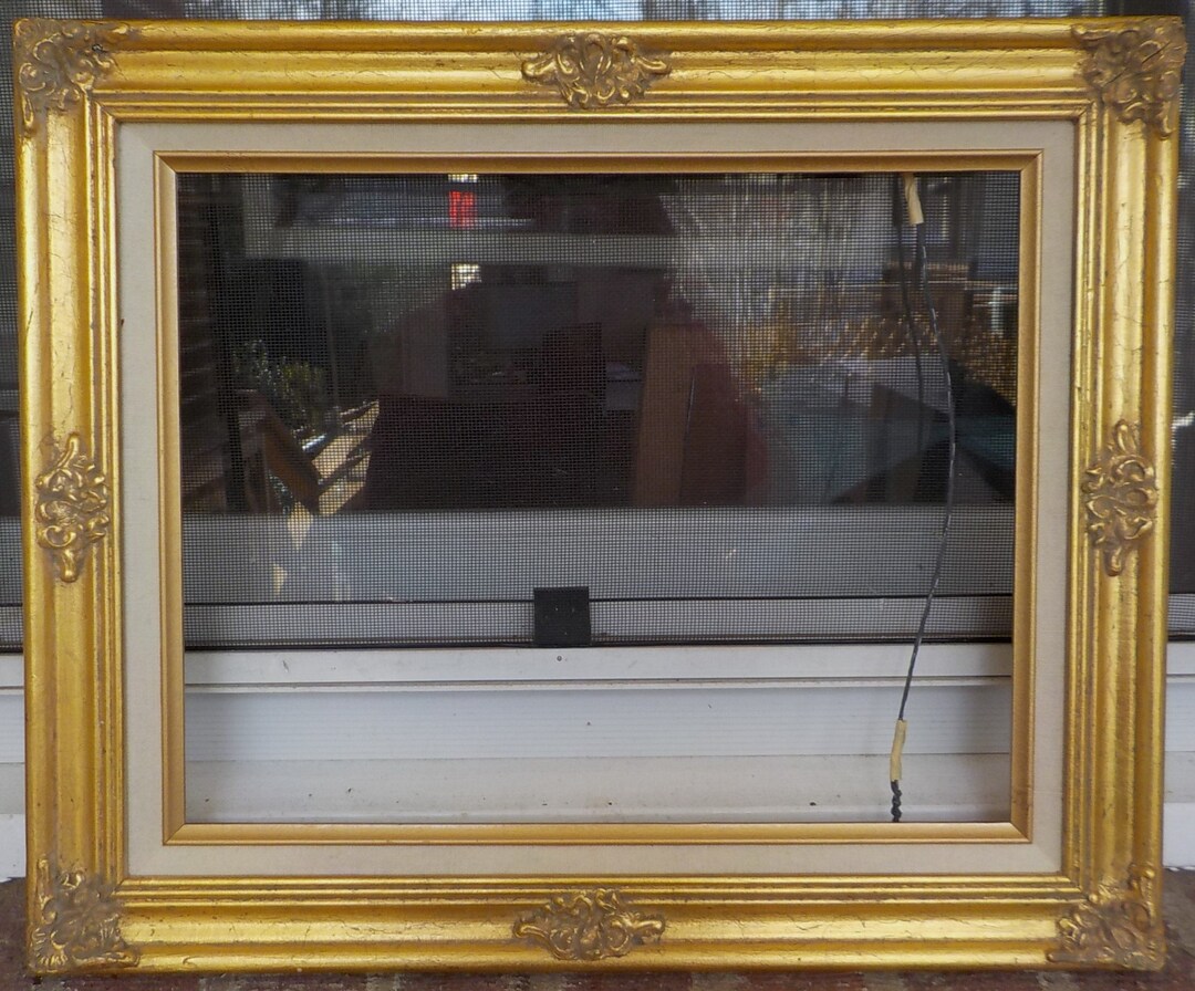 Vintage Gilt GOLD Painted WOOD Picture FRAME Compo Decorated Surround