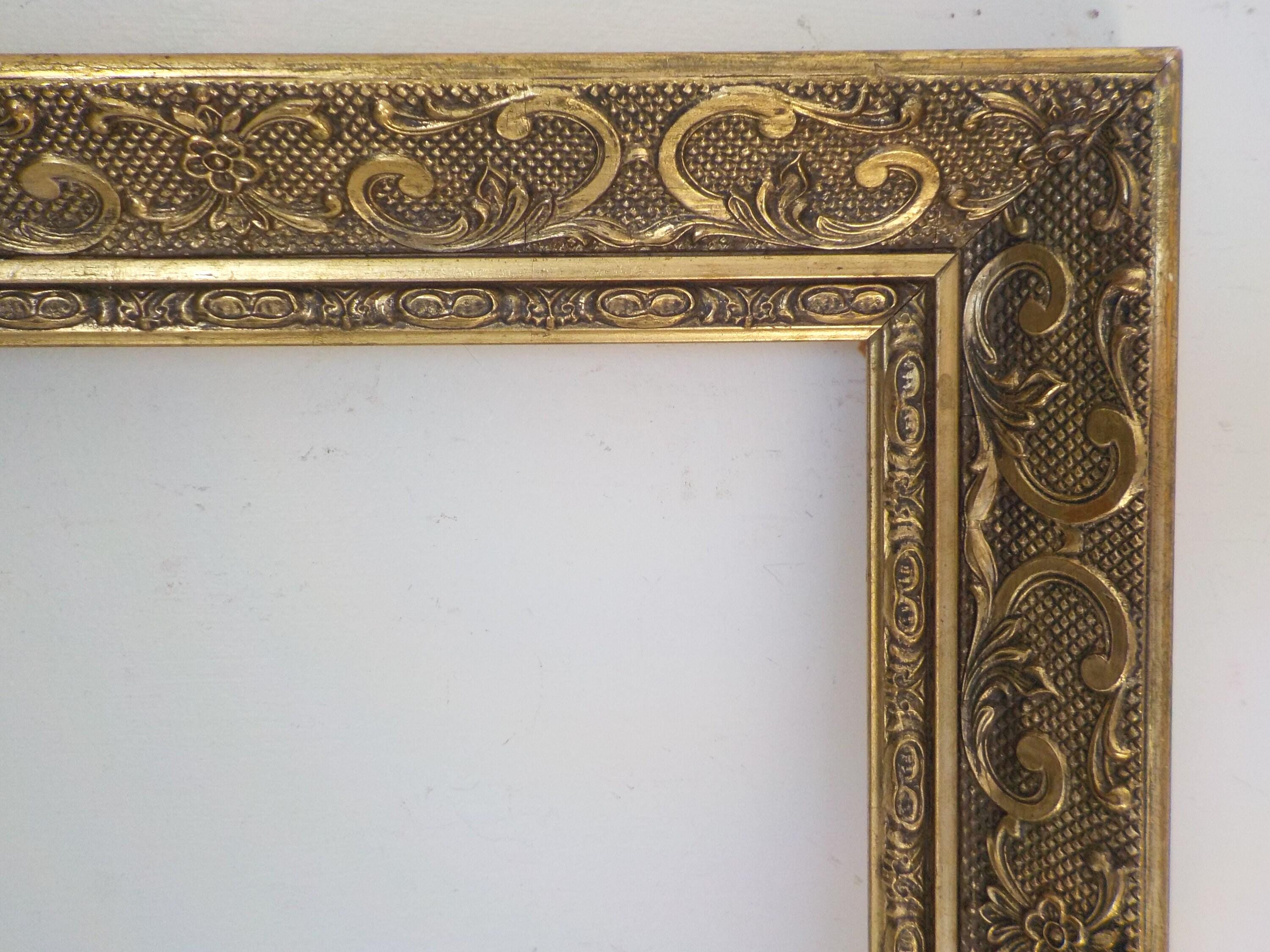 Vintage English, Ornate GILT GOLD Compo, Wood Rectangular Picture Frame ...