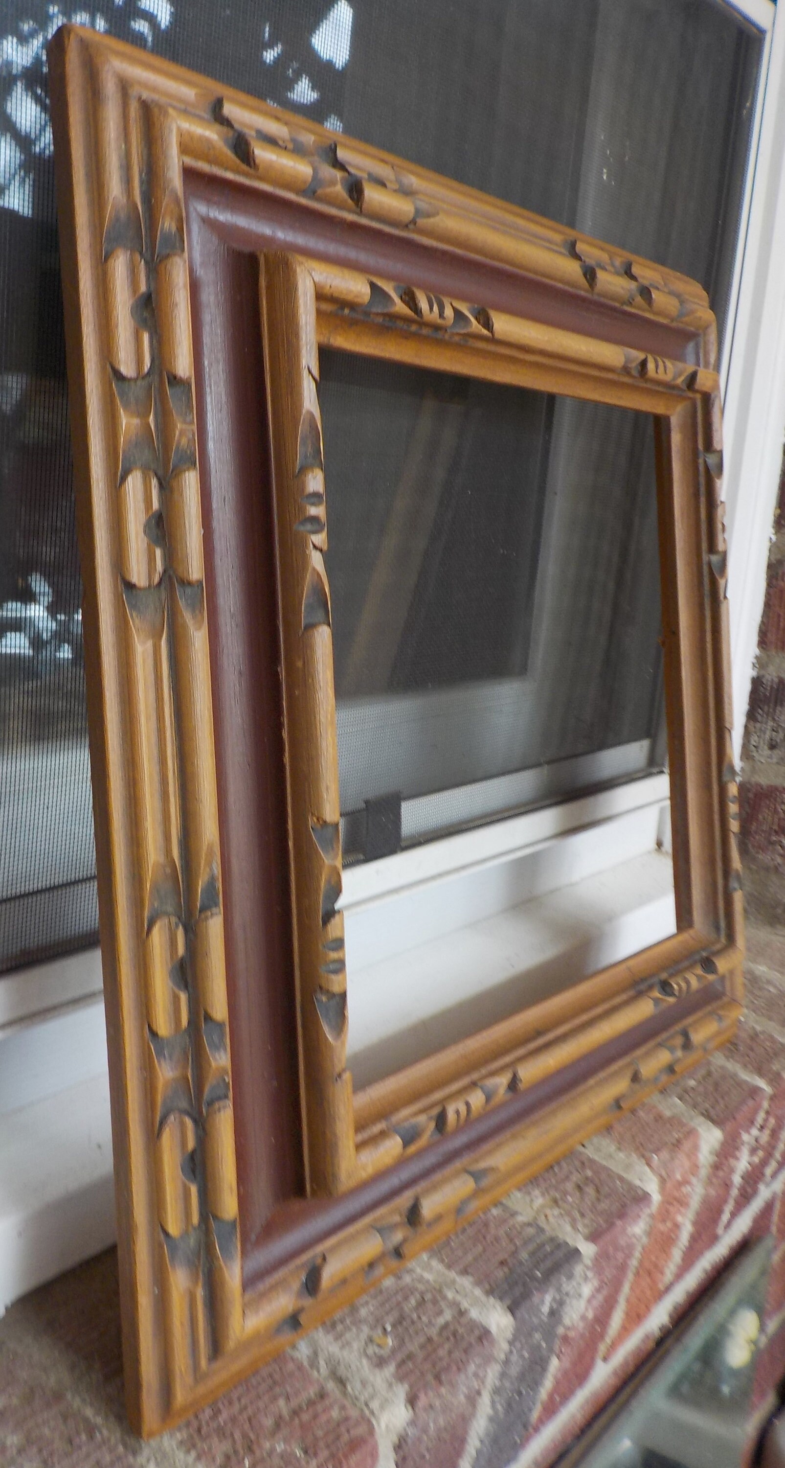 Vintage MEXICAN , Handcarved Dark RED & Light Brown WOOD