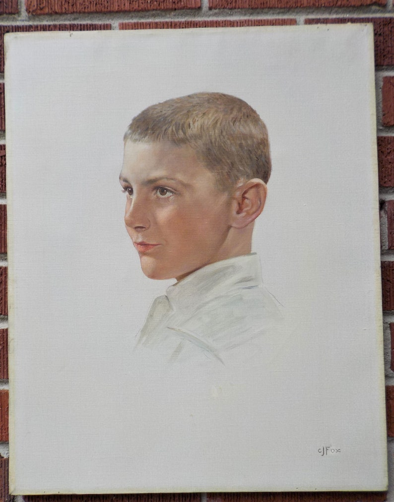 Jahrgang Midcentury HANDSOME BOY Öl Portrait Realismus ...
