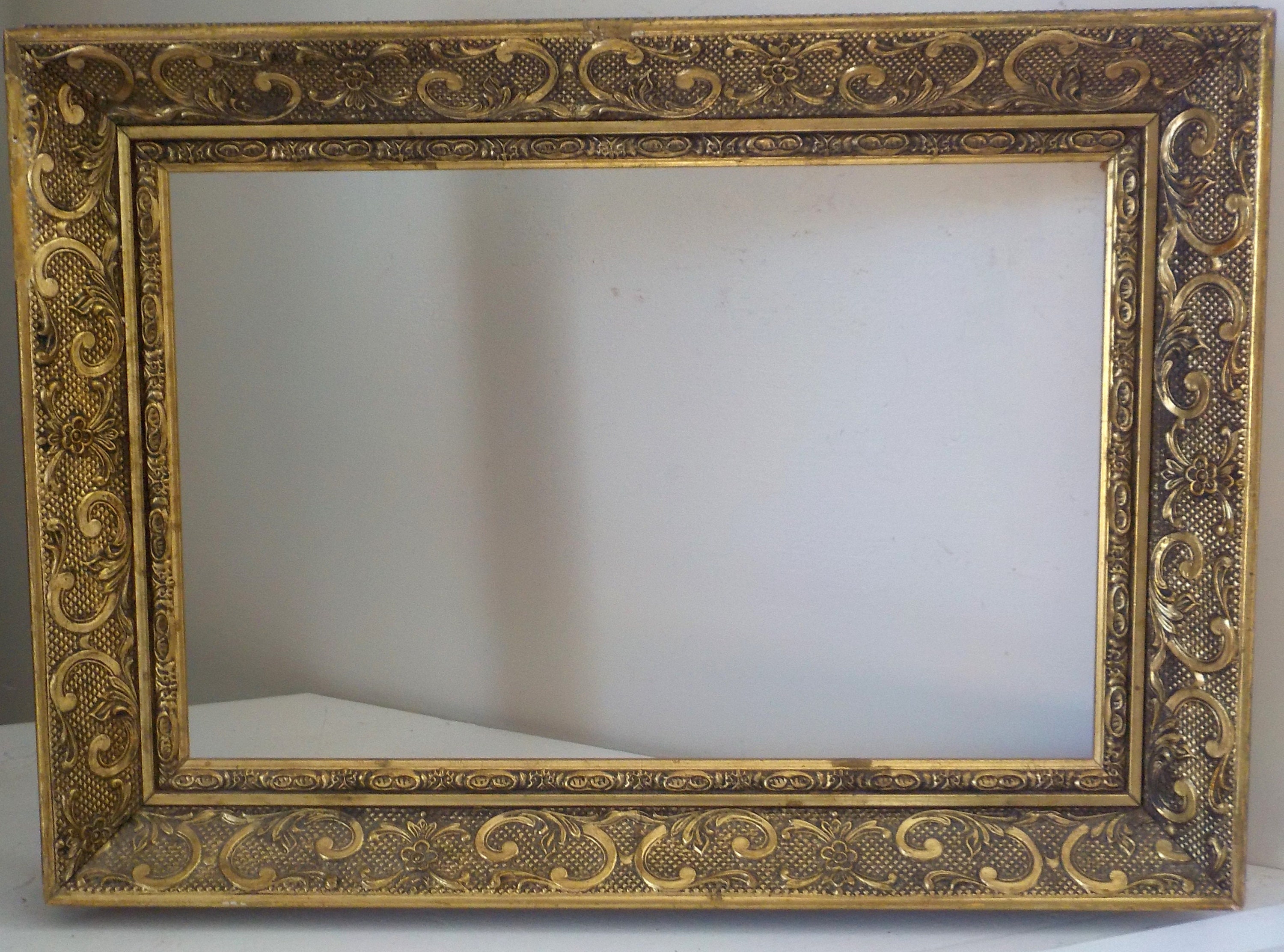 Vintage English, Ornate GILT GOLD Compo, Wood Rectangular Picture Frame ...