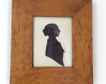 Antique BIRDSEYE MAPLE Wood MINIATURE Small Frame Silhouette , fits 3 3/4 x 4 1/2  in. c1860-70s