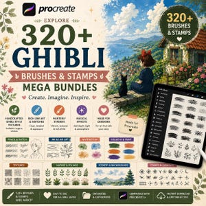 Ghibli Inspired Procreate Brushes and Stamps Mega Bundle (Digital Download)