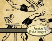 Vintage Acrobatics .PNG files  25 Digital Image Set and Photoshop .ABR file
