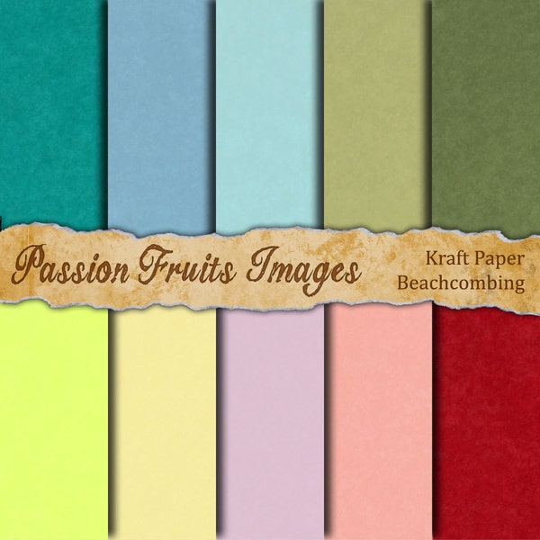 Beachcombing Construction Paper-- ten sheet digital paper pack-- Instant Download