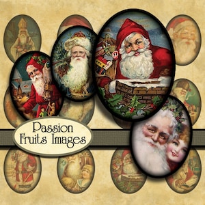 Vintage Santa Claus Images 22mm x 30mm Ovals Christmas Digital Collage Sheet-- Instant Download