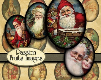 Vintage Santa Claus Images 22mm x 30mm Ovals Christmas Digital Collage Sheet-- Instant Download