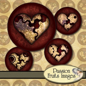 Valentine steampunk Clockwork coeur capsules Digital Collage feuille--t&eacute;l&eacute;chargement imm&eacute;diat