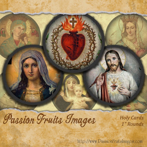 Vintage Holy Images 1 inch rounds Digital Collage Sheet-- Instant Download