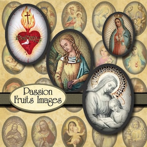Holy Images 18mm x 25mm cameo ovals  Digital Collage Sheet