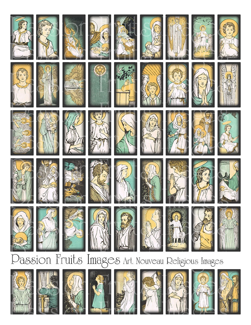 Vintage Holy Images Digital Collage Sheet Bamboo Tiles - Etsy