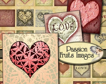 Liebe und Lace Inchies - Valentine's digitale Collage Sheet--Instant Download