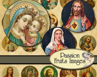 Holy Images .75 inch rounds Digital Collage Sheet